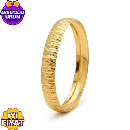 Çizgili Model Bilezik 22 Ayar Altın Kaplama
