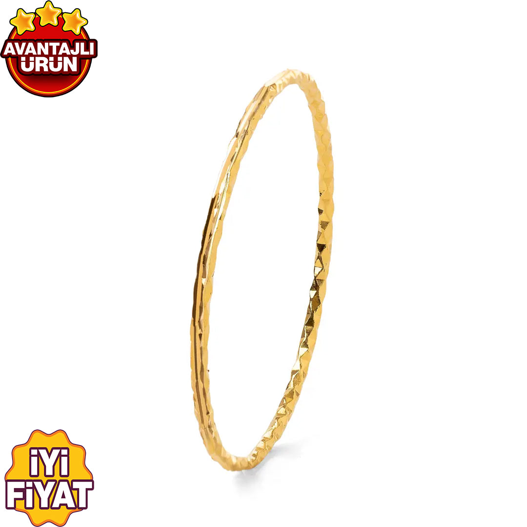 Kristal Ajda Bilezik 22 Ayar Altın Kaplama (3mm)