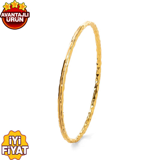 Kristal Ajda Bilezik 22 Ayar Altın Kaplama (3mm)